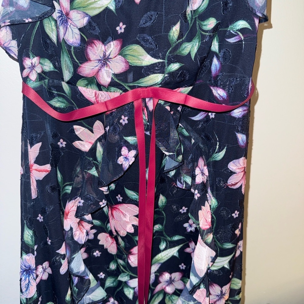 Marchesa Notte Floral Flutter Sleeve Dress US 4 - Picture 4 of 5